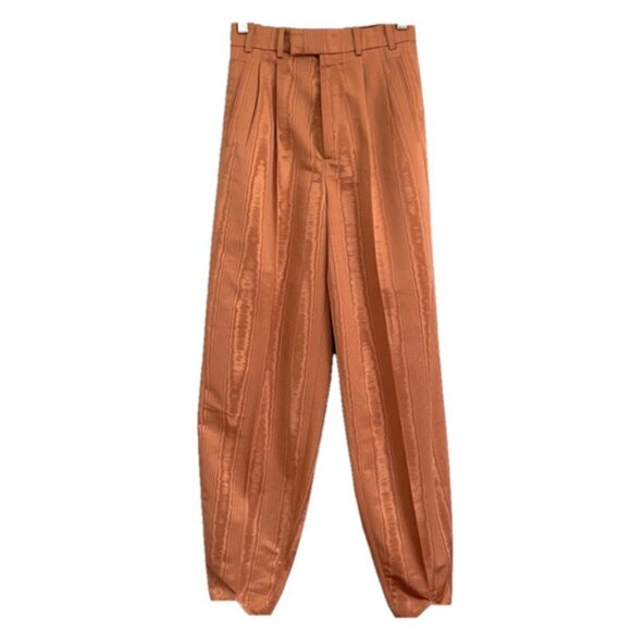 Gucci Orange Taffeta Moire Pleated Barrel Leg Pants - 36/25" Waist 🇮🇹 - Picture 1 of 13